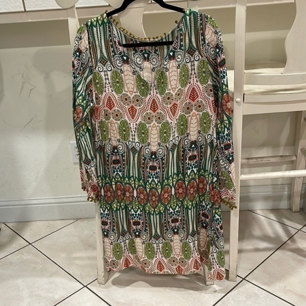 New no tags long sleeve women v neck
Indian Tunic 65%Cotton Dirndl Dress BohoHip